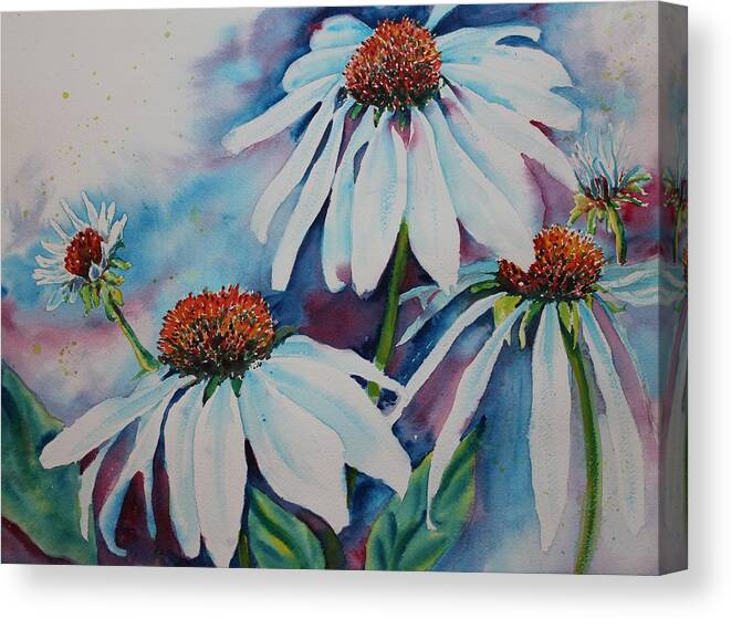 Flowers Canvas Print featuring the painting Coneflower by Ruth Kamenev