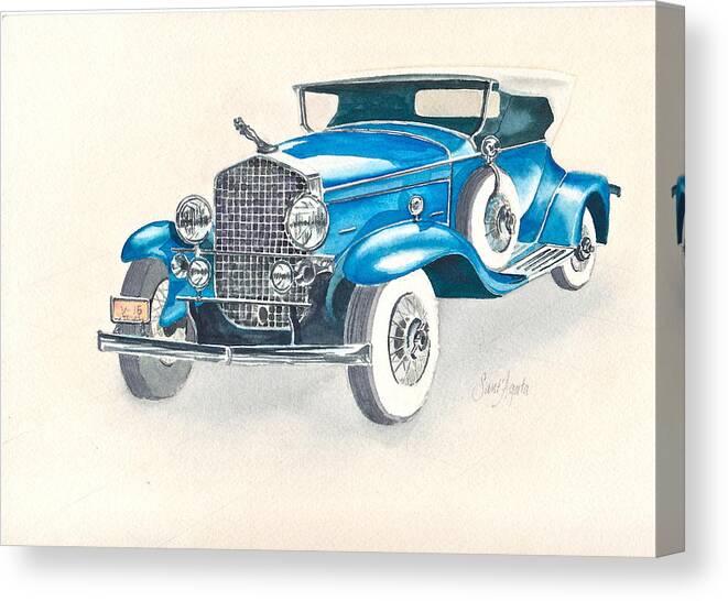Vintage Canvas Print featuring the painting 1930 Cadillac by Frank SantAgata