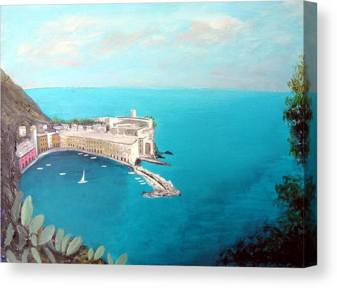 5 Lands Italy Canvas Print featuring the painting 5 Lands Italy by Larry Cirigliano