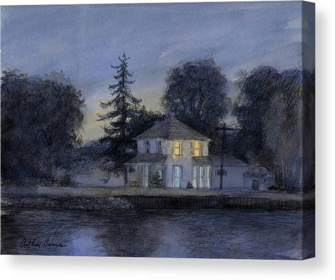 Landscape Canvas Print featuring the painting Across the Canal 2010 by Arthur Barnes