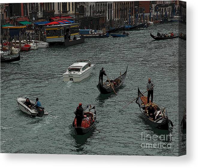 Venice Canvas Print featuring the photograph Along the Canal by Vivian Christopher