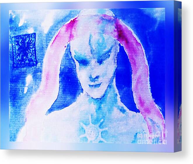Angel Canvas Print featuring the painting Angel Blue by Hartmut Jager