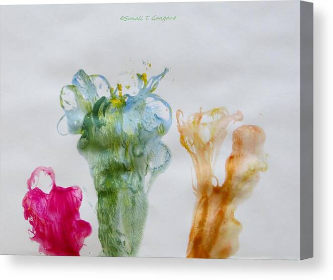 Lovely Flowers Canvas Print featuring the painting Asymetrical flowers by Sonali Gangane