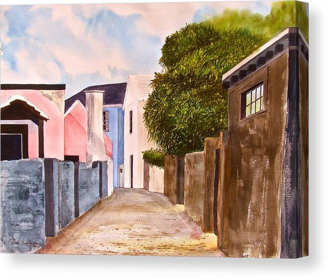 Bermuda Canvas Print featuring the painting Bermuda Alley by Frank SantAgata