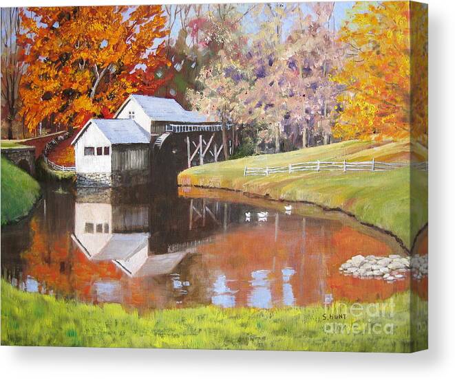 Landscape Canvas Print featuring the painting Blue Ridge Mill by Shirley Braithwaite Hunt