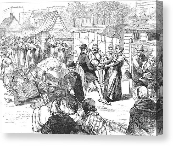 1883 Canvas Print featuring the photograph Brooklyn: Eviction, 1883 by Granger