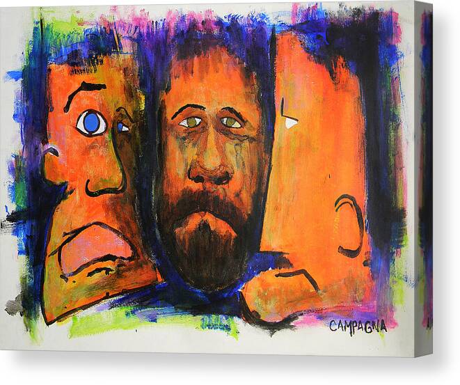  Canvas Print featuring the painting Brothers by Teddy Campagna
