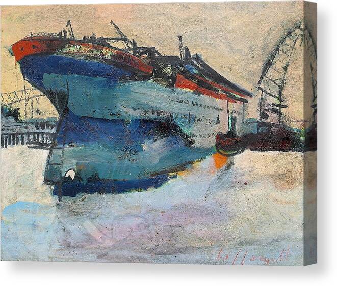 Paintings Canvas Print featuring the painting Building the Titanic by Les Leffingwell
