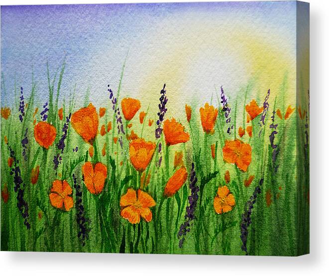 Poppies Canvas Print featuring the painting California Poppies Field by Irina Sztukowski