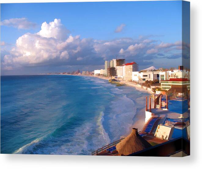 Blue Canvas Print featuring the photograph Cancun Waters by Sandy Poore