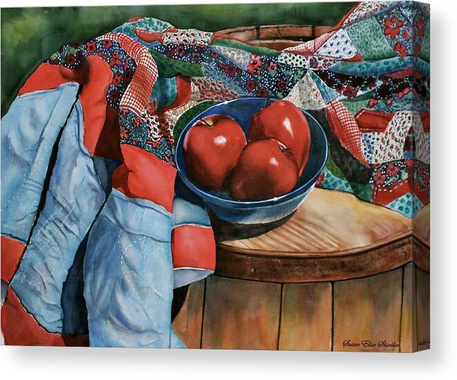 Quilt Canvas Print featuring the painting Christa's Quilt by Susan Elise Shiebler