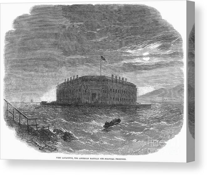 1860s Canvas Print featuring the photograph Civil War: Fort Lafayette by Granger