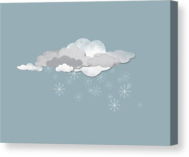 Horizontal Canvas Print featuring the digital art Clouds And Snowflakes by Jutta Kuss
