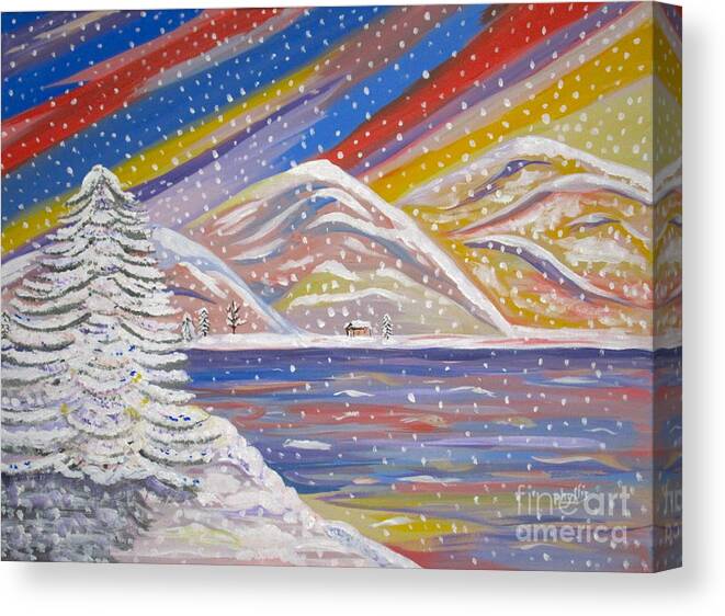 Lots Of Snow Canvas Print featuring the painting Colorful Snow by Phyllis Kaltenbach