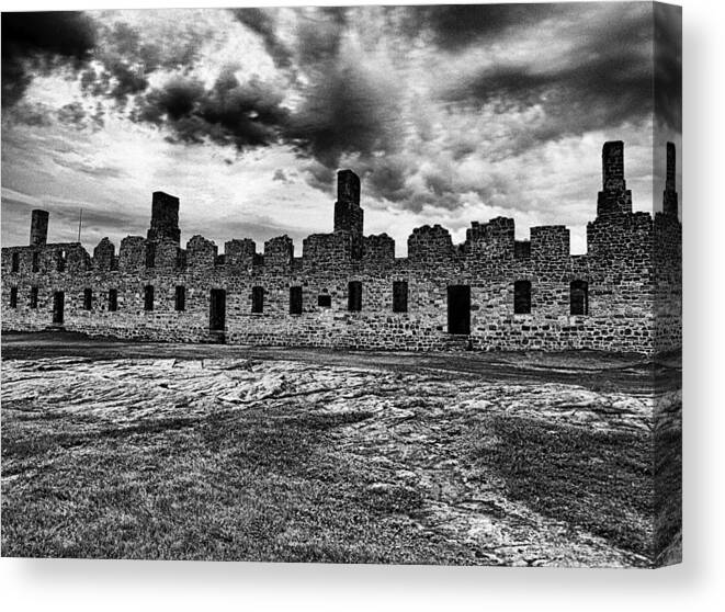 Crown Point Canvas Print featuring the photograph Crown Point Barracks Black and White by Joshua House