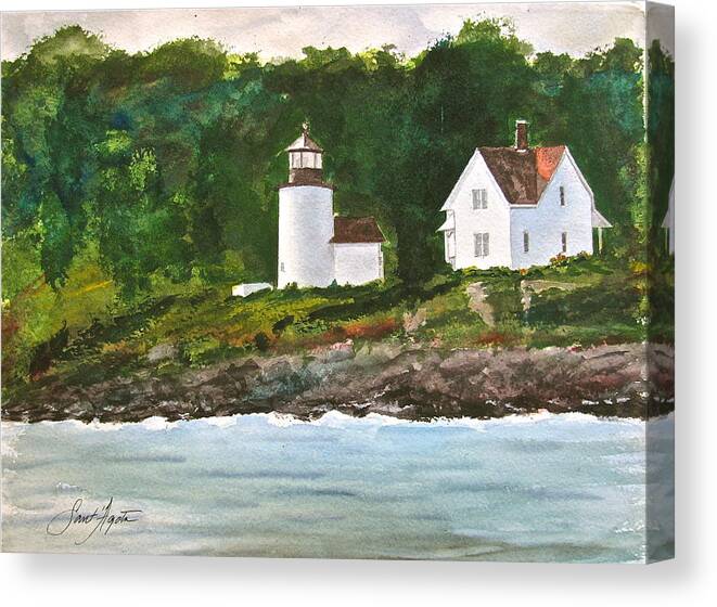 Lighthouse Canvas Print featuring the painting Curtis Island Light by Frank SantAgata