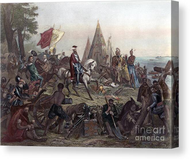 1541 Canvas Print featuring the photograph De Soto: Mississippi River by Granger