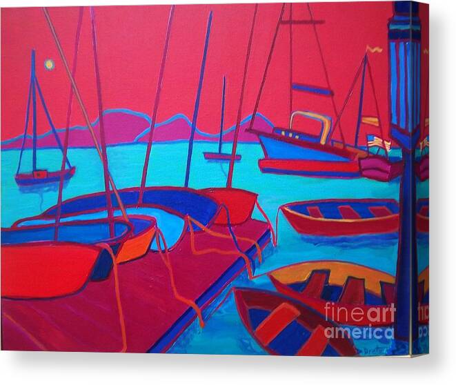 Seascape Canvas Print featuring the painting Docked Manchester Harbor by Debra Bretton Robinson