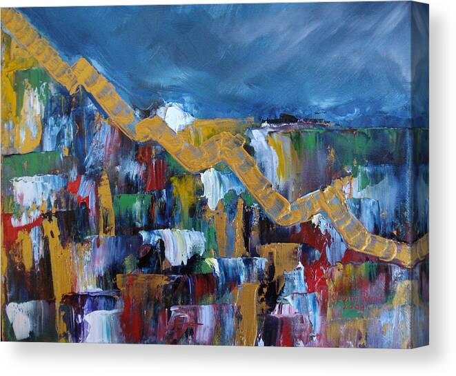 Abstract Canvas Print featuring the painting Economic Meltdown by Judith Rhue