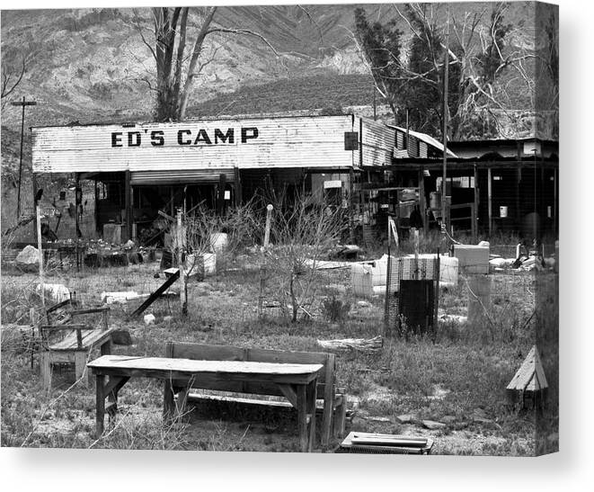 Black And White Canvas Print featuring the photograph Ed's Camp by Gilbert Artiaga