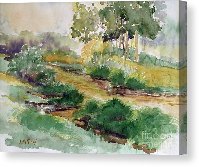 Water Canvas Print featuring the painting Field of Streams by Sally Simon