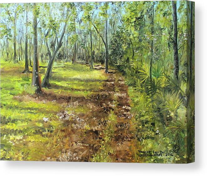 Plein Air Canvas Print featuring the painting Forest Capital by Larry Whitler