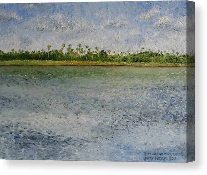 Landscape Canvas Print featuring the painting Fort Island Trail Park by Larry Whitler