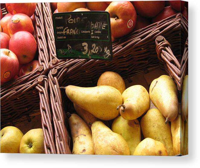 Yellow Pears Canvas Print featuring the photograph French Pears for Sale by Vikki Bouffard