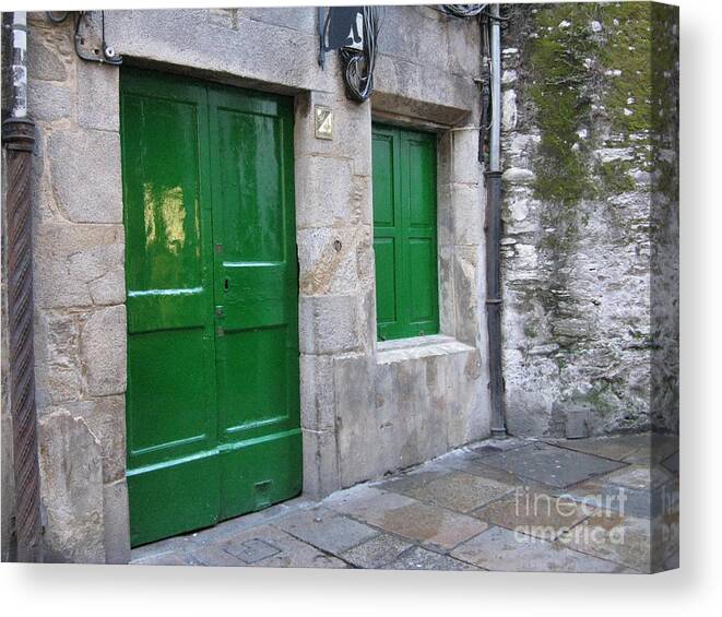 Closed Door Canvas Print featuring the photograph Green Door by Arlene Carmel