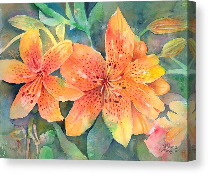 Lily Canvas Print featuring the painting Hardy Lilies by Arline Wagner