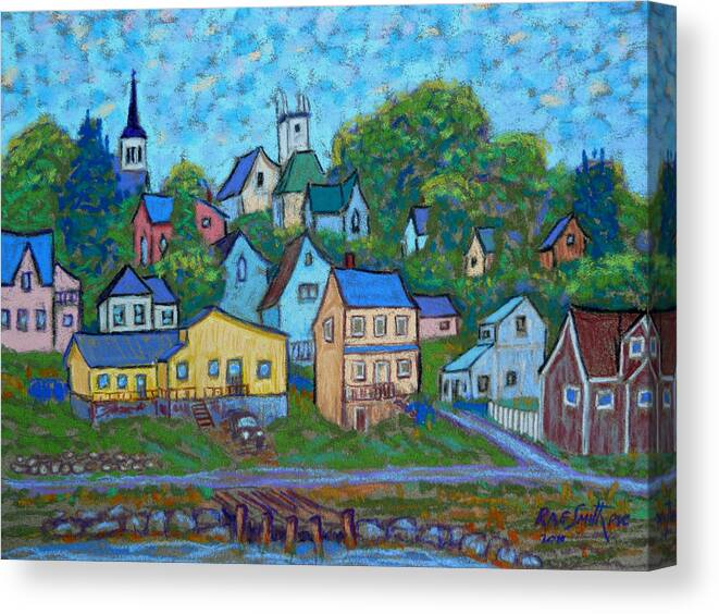 Houses Canvas Print featuring the pastel Hilchies and Spires by Rae Smith PSC