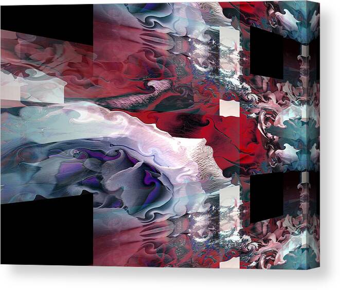 Rose;rosa;flower;fiore;spring;primavera;summer;estate;field;campo;decorative;decorativo;red;rosso;blue;blu;modern;moderno Canvas Print featuring the digital art Incomplete Incompleto by Monica Ghit