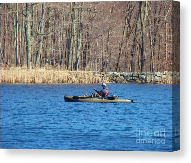 Fishing Canvas Print featuring the photograph Kayak by Art Dingo