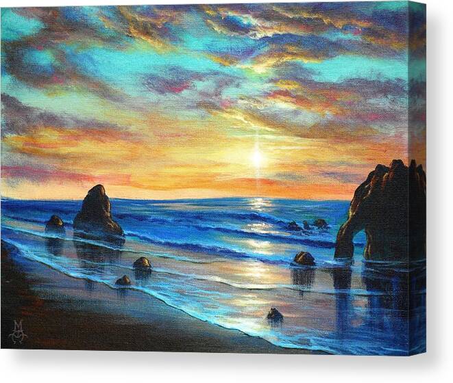 Light Canvas Print featuring the painting Last Light by Marco Aguilar
