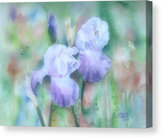 Iris Canvas Print featuring the painting Lavender Iris by Arline Wagner