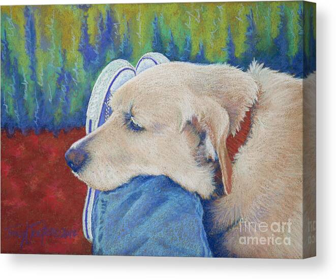 Canine Canvas Print featuring the pastel Leg Warmer by Tracy L Teeter 
