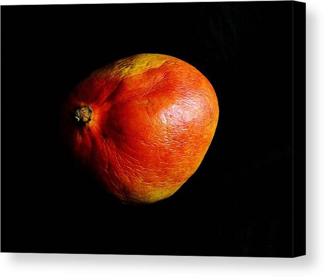 Still Life Canvas Print featuring the photograph Mango in Black by John Derby