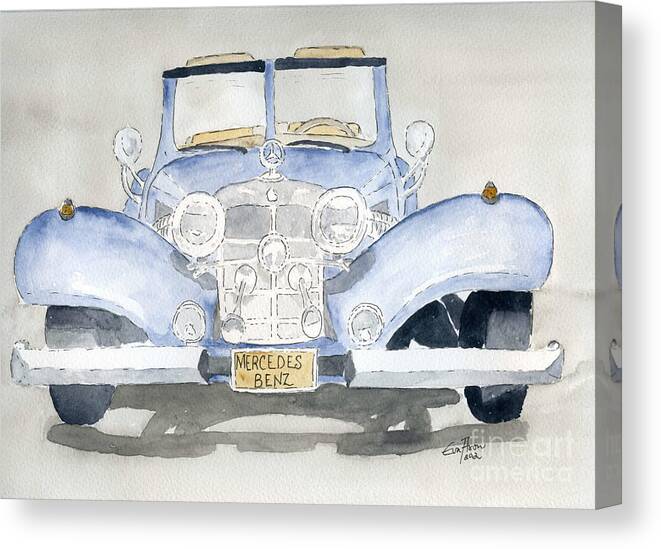 Mercedes Benz Canvas Print featuring the painting Mercedes Benz by Eva Ason