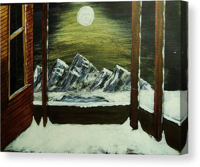 Mountains Canvas Print featuring the painting Moon Over The Mountains by Gordon Wendling