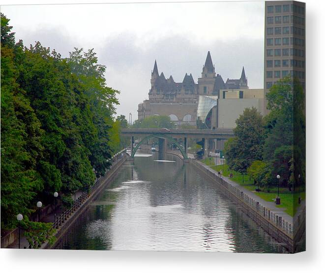 Canada Canvas Print featuring the photograph Ottawa Rideau Canal by Valentino Visentini