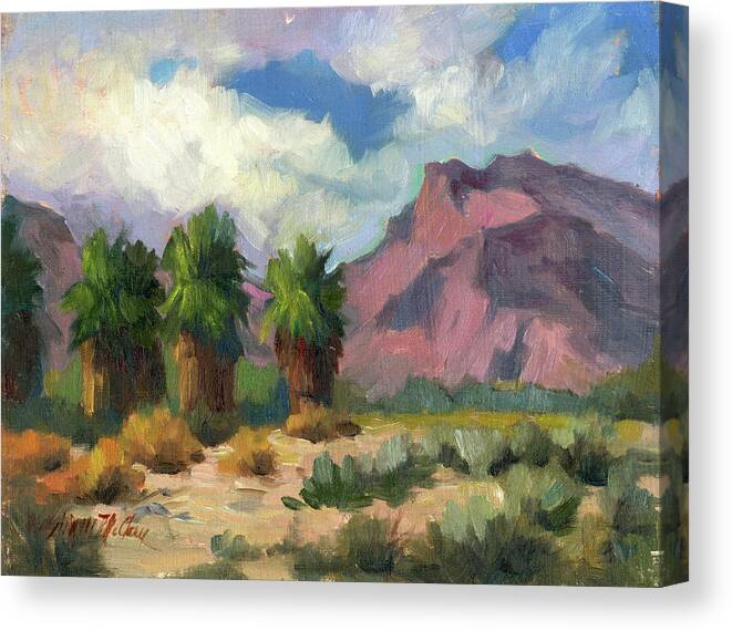 Palms Canvas Print featuring the painting Palms and Indian Head Mountain by Diane McClary