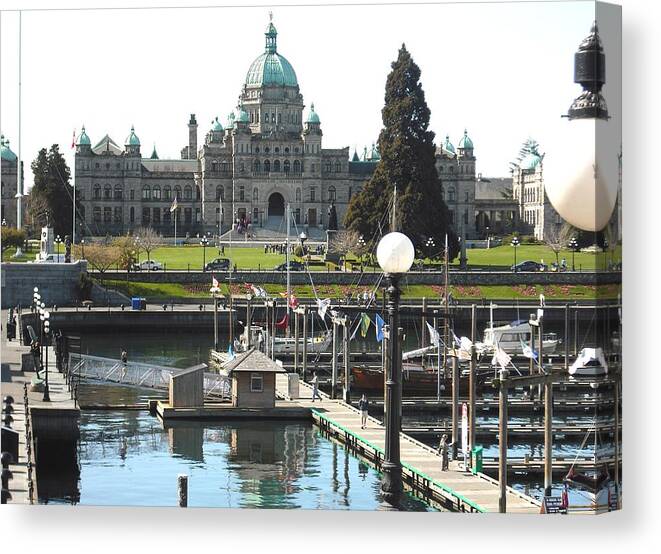 Victoria Canvas Print featuring the photograph Parliament Inner Habrour Victoria by Kelly Manning