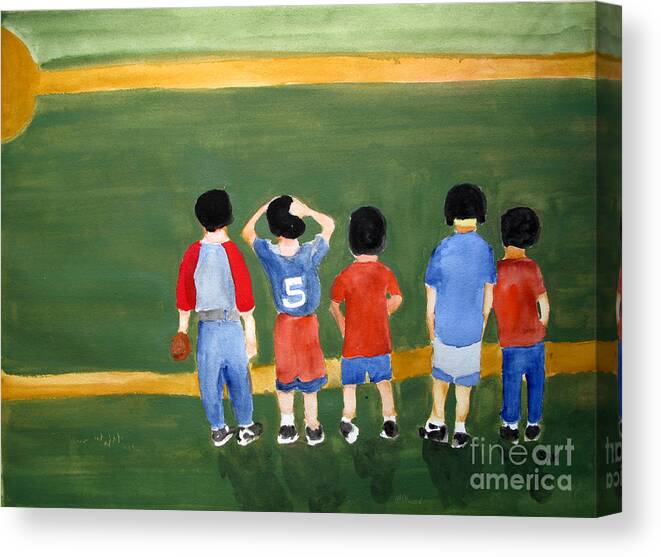 Baseball Canvas Print featuring the painting Play Ball by Sandy McIntire