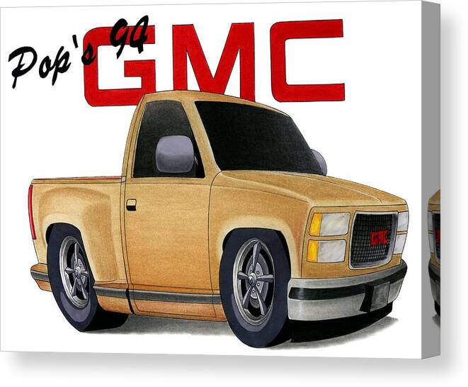 Gmc Canvas Print featuring the mixed media Pop's GMC by Lyle Brown