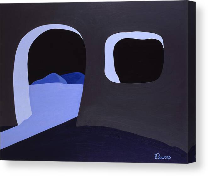 Cave Canvas Print featuring the painting Prehistoric Nocturne by John Bowers