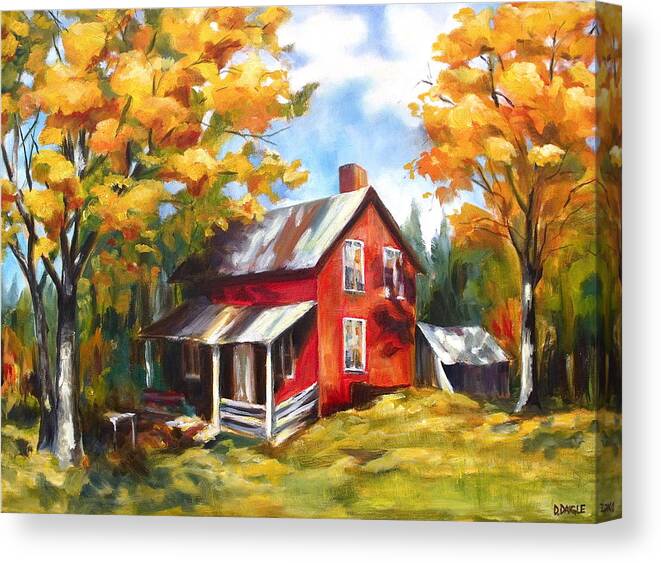 Huntsville Canvas Print featuring the painting Red House in Autumn by Diane Daigle