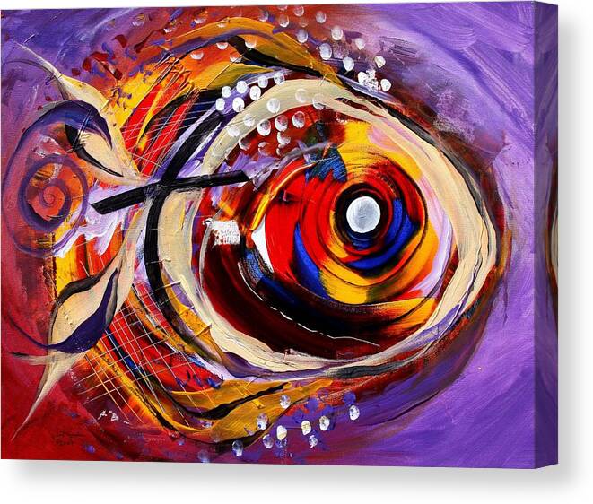 Fish Canvas Print featuring the painting Scripture Fish by J Vincent Scarpace