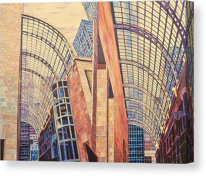 Cityscape Canvas Print featuring the painting Second in ATT series by Nancy Wait