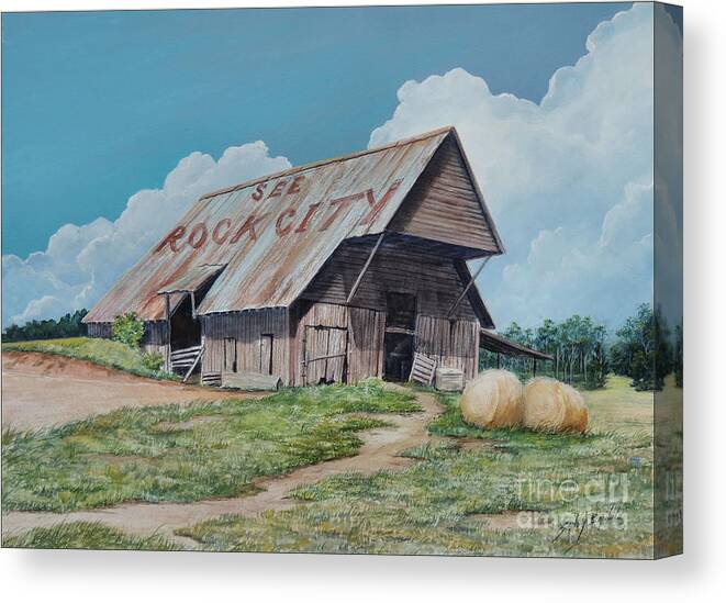 Watercolor Canvas Print featuring the painting See Rock City sold by Sandy Brindle