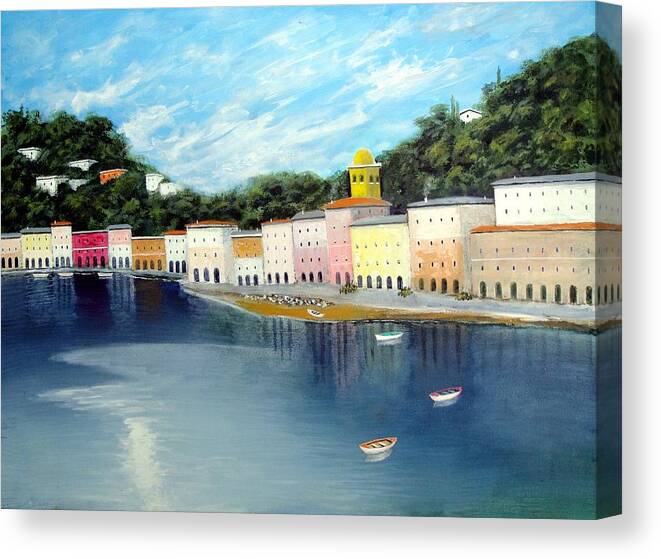 Italy Canvas Print featuring the painting Some Were On The Mediterranean by Larry Cirigliano